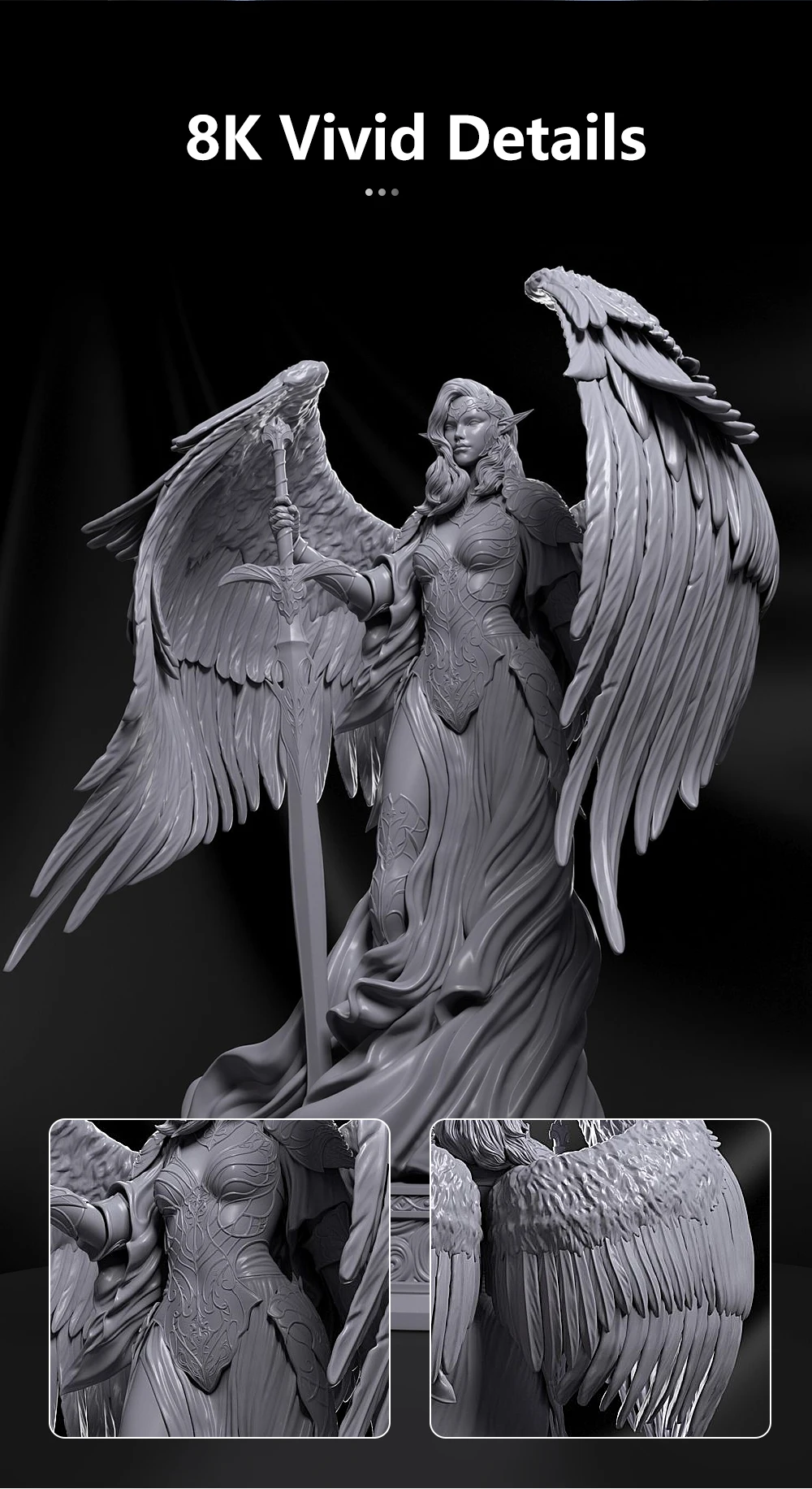 Description Picture 3 of itemKINGROON New KP8 8K UV Resin 3D Printer  Photocuring High-Speed 3D Printing 10.3‘’ 8K Monochrome LCD Printing Size 228*128*200mm