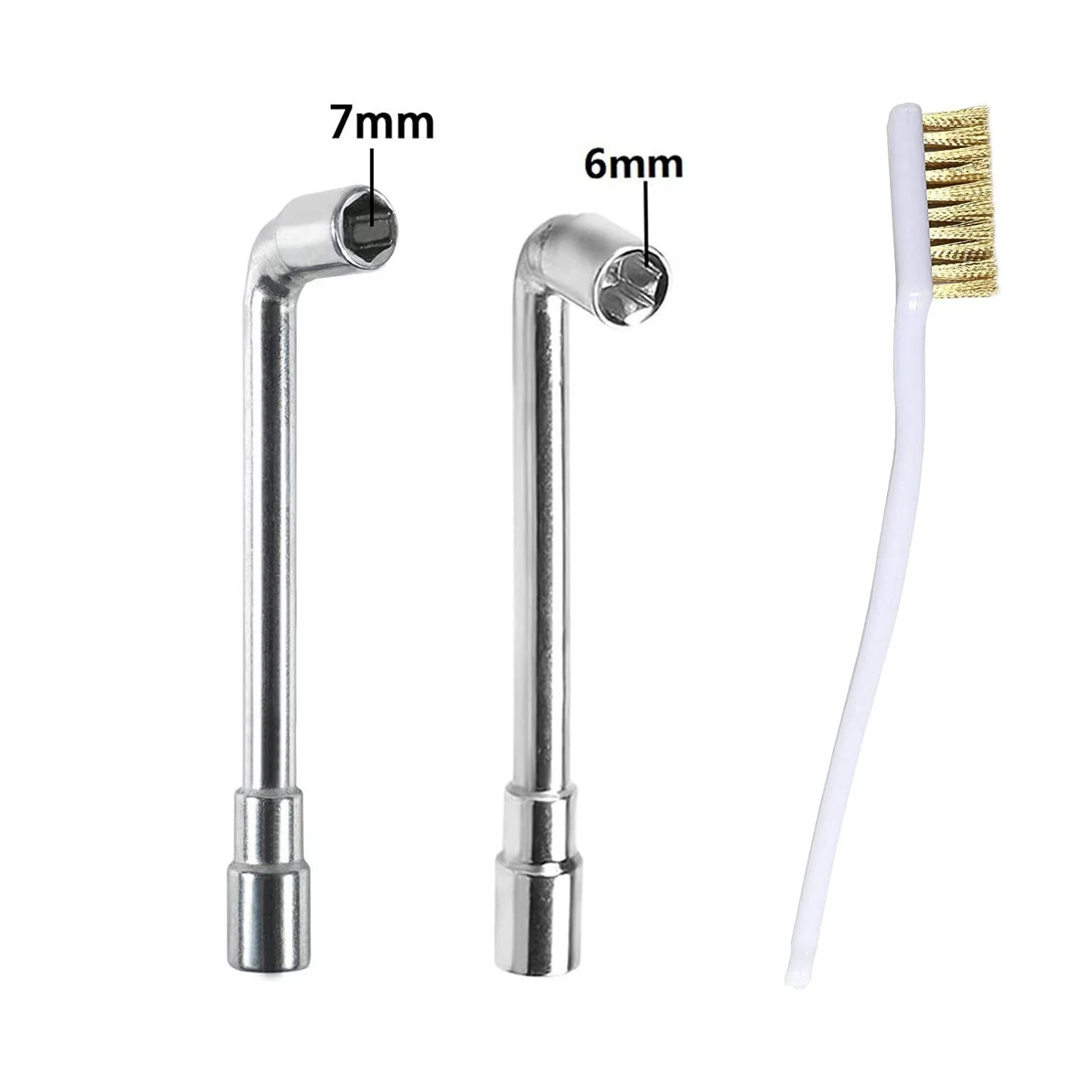 3PCS 6mm 7mm L-Shaped Hexagonal Wrench Tool for Fixed Mk8 Ender 3 E3D Brass Nozzle & Copper Wire Toothbrush For 3D Printer