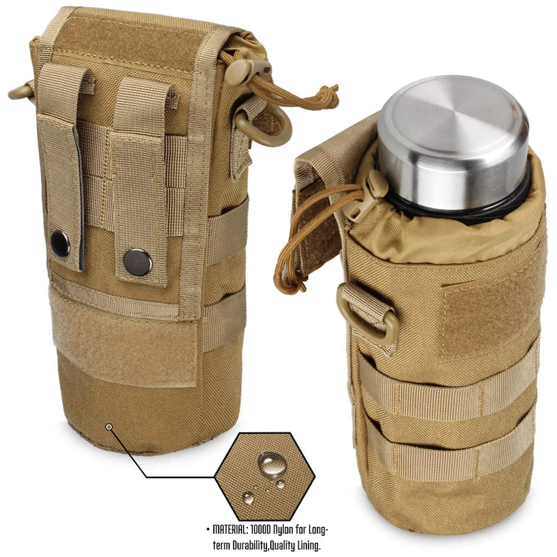 Description Picture 4 of itemTactcail Molle Foldable Water Bottle Pouch Adjustable Drawstring Kettle Holder Bag Travel Hydration Carrier with Mesh Bottom
