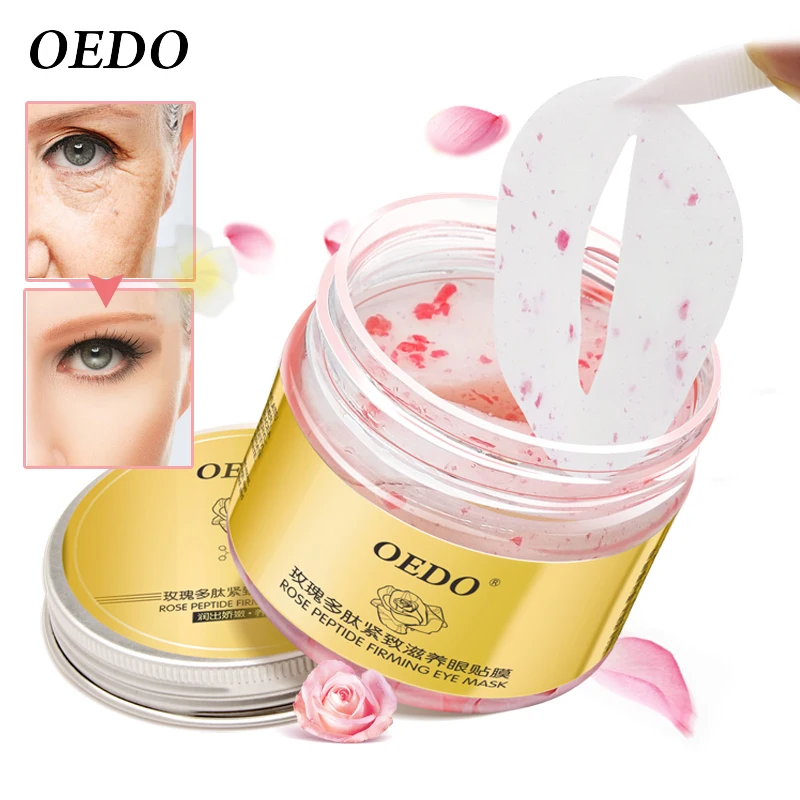 60pcs/bottle OEDO Rose Peptide Firming Eye Mask Women Collagen Gel Whey Protein Face Care Sleep Patches Health Eyes Patch
