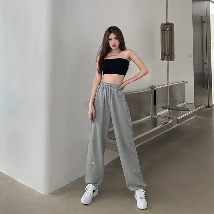 Description Picture 6 of itemHOUZHOU Gray Sweatpants Joggers Women Korean Style High Waist Tracksuit Casual Loose Pants Black Jogging Sports Trousers Female