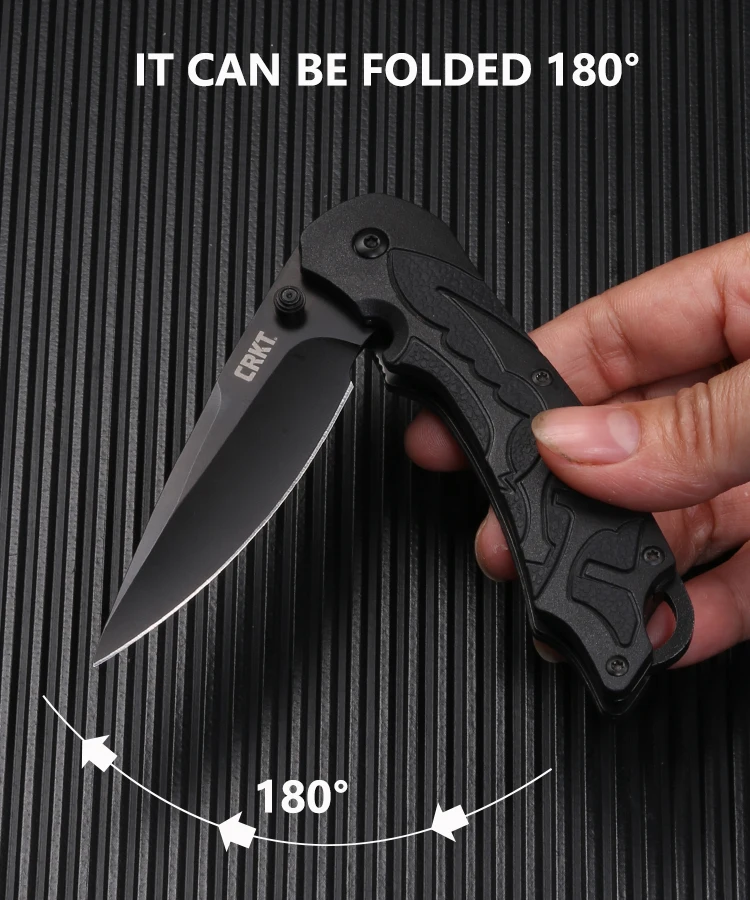 CRKT 7116 Moxie EDC Folding Pocket Knife Military Ourdoor Combat Knives, 3.22'' Black Blade Edc Forces Hunter Multi Hand Tool