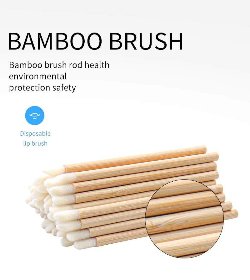 Description Picture 5 of item50 pcs/pack Disposable Bamboo Lip Brush Lashes Micro Brushes Applicator tool for Eyelash Extension women Makeup Tools