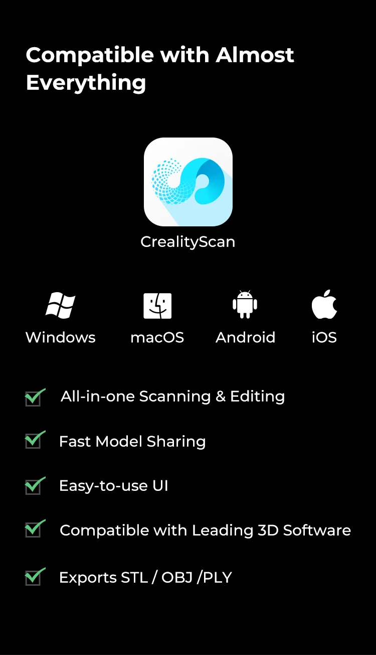 Description Picture 4 of itemCreality CR-Scan Ferret Pro Portable Handheld 3D Scanner Anti-shake Tracking WiFi6 Wireless Scanning 0.1mm Accuracy 24-bit