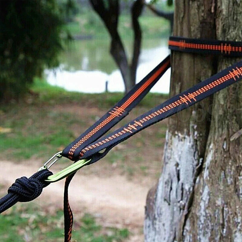 Description Picture 3 of item2/4Pcs Hammock Straps Special Reinforced Polyester Straps 5 Ring High Load-Bearing Barbed Black Outdoor Camping Hammock Straps