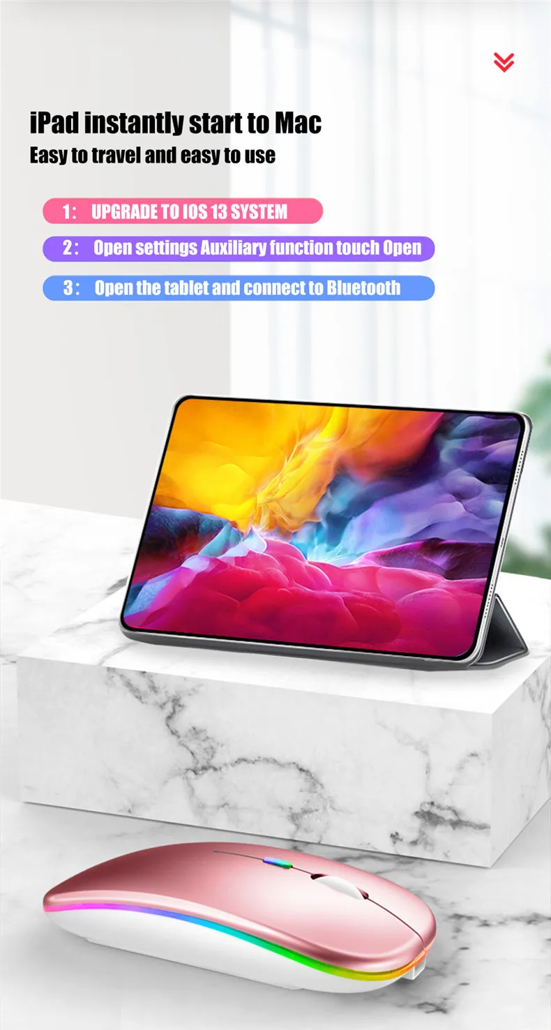 Description Picture 4 of itemLED Wireless Mouse USB Rechargeable Bluetooth-compatible RGB Mouse Silent Ergonomic Mouse With Backlight For Laptop PC ipad