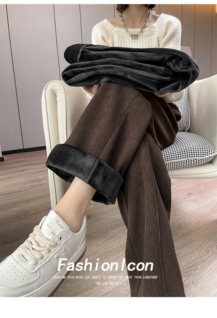 Description Picture 3 of itemWarm Clothes for Women New Pants Slacks Clothing Women Trends 2023 Streetwear Korean Fashion Autumn Women's High Waist Wide Leg