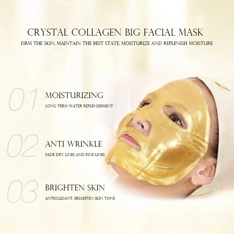Description Picture 3 of item10pcs Crystal Collagen Gold Face Masks Beauty Skin Care Big Mask Anti-aging Hydrating Moisturizing Facial Mask for Face Care