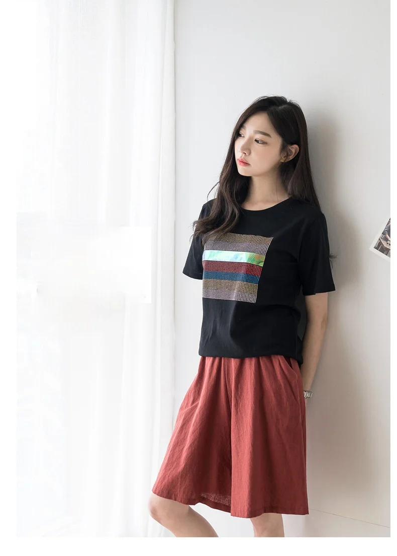 Women's Clothing Summer 2023 Cotton and Linen Casual Shorts Plus Large Size Elastic Waist Five-point Wide-leg Pants