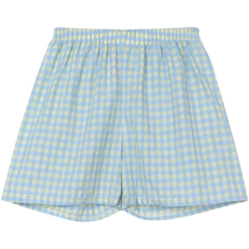 Description Picture 3 of itemSummer Women Print Shorts Ladies Homewear Sleeping Shorts Shorts Pajama Nightwear Soft Floral Casual Wide Leg Shorts Checked