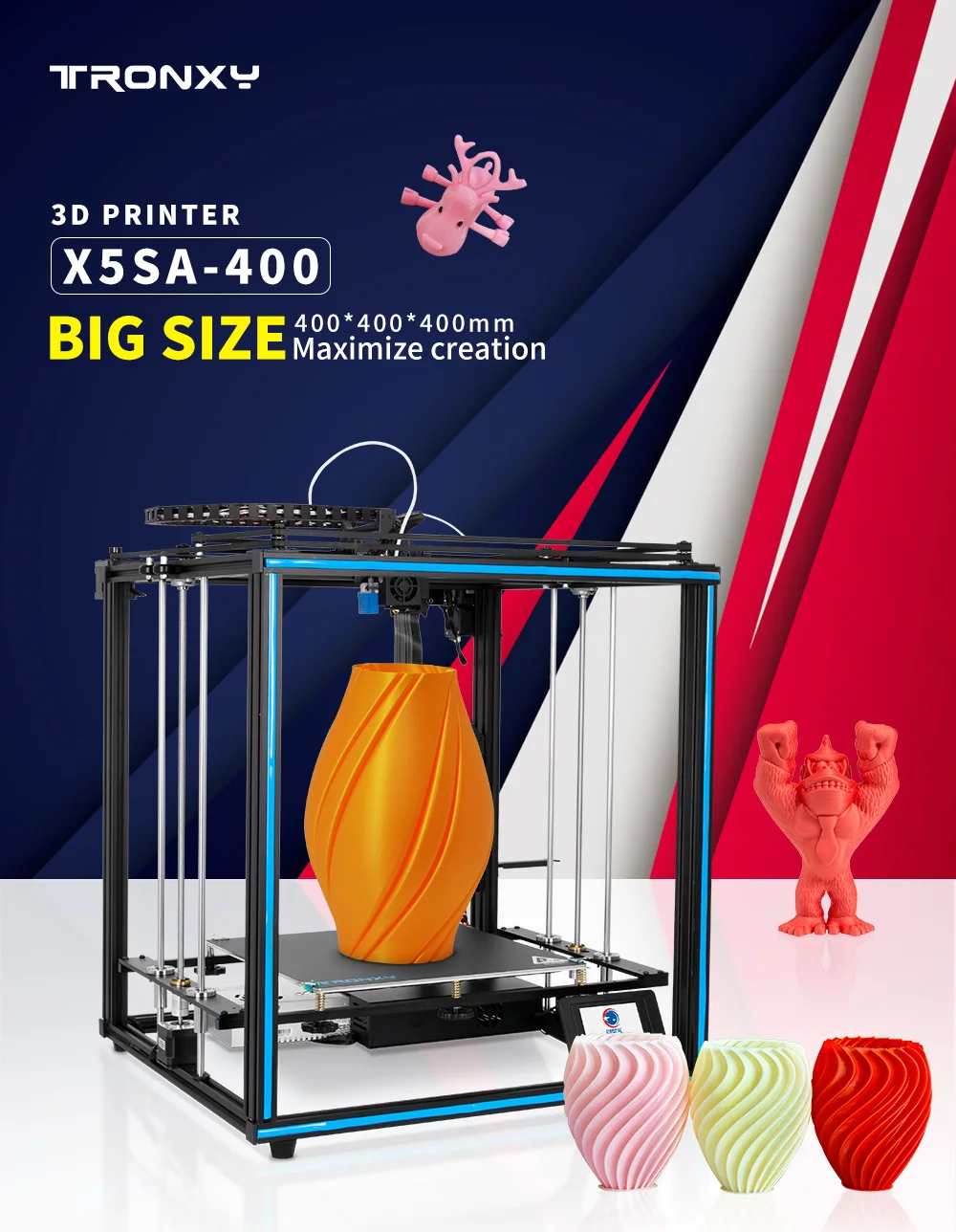 Description Picture 2 of itemTRONXY X5SA/X5SA 400 FDM 3D Printer Core XY 400*400*400mm Large Print Size 3d Printer Machine Fast Speed Full-set 3D Printer Kit