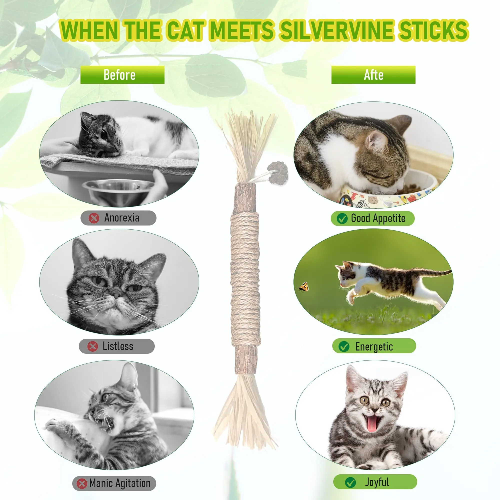 Description Picture 6 of itemNatural 4in1 Catnip Toys, Cat Teeth Cleaning Chew Toy for Indoor Interactive Cats, Silvervine Cat Snacks Relaxed Toy