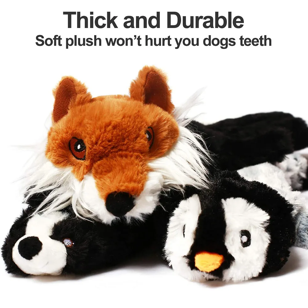 Description Picture 5 of itemFunny Simulated Animal No Stuffing Dog Toy with Squeakers Durable Stuffingless Plush Squeaky Dog Chew Toy Crinkle Pet Squeak Toy
