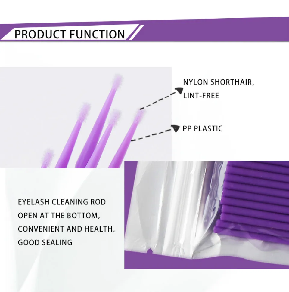 Description Picture 6 of item100pcs Micro make up brushes Eyelash Extension EyeLash Glue Brushes Lint Free Applicators Disposable MakeUp brushes Makeup Tools