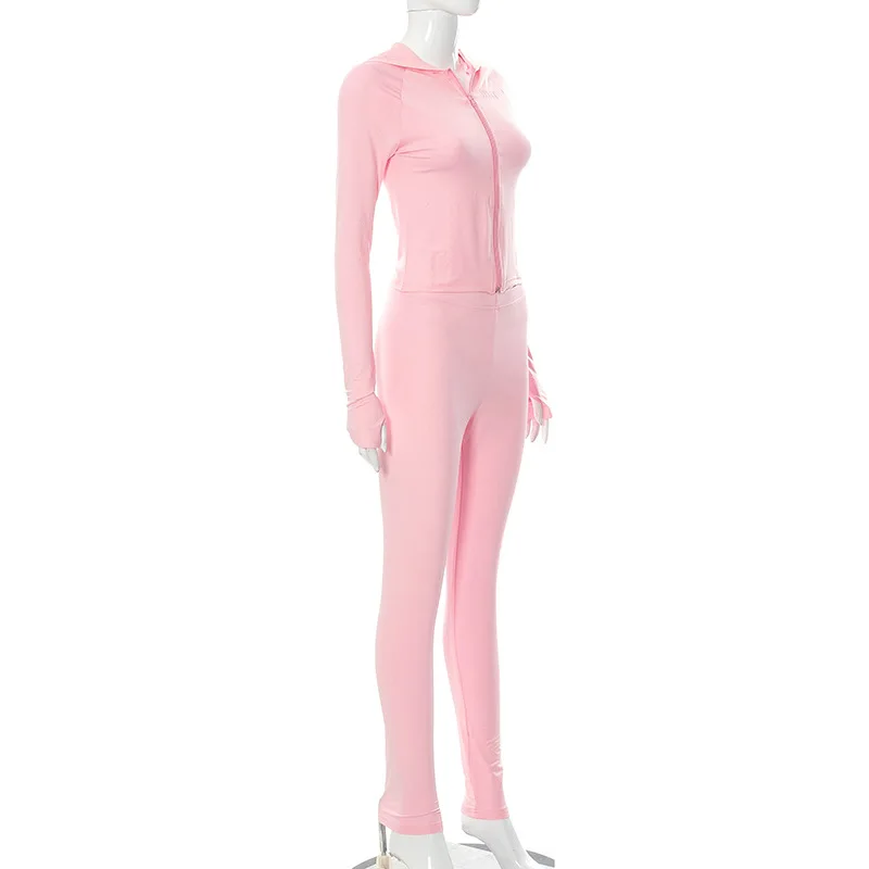 Description Picture 3 of itemNew Women 2 Piece Set Sexy Cropped Hoodie + Bodycon High Waist Pants Stretchy Sets 2022 Jogger Fitness Gym Running Outfits