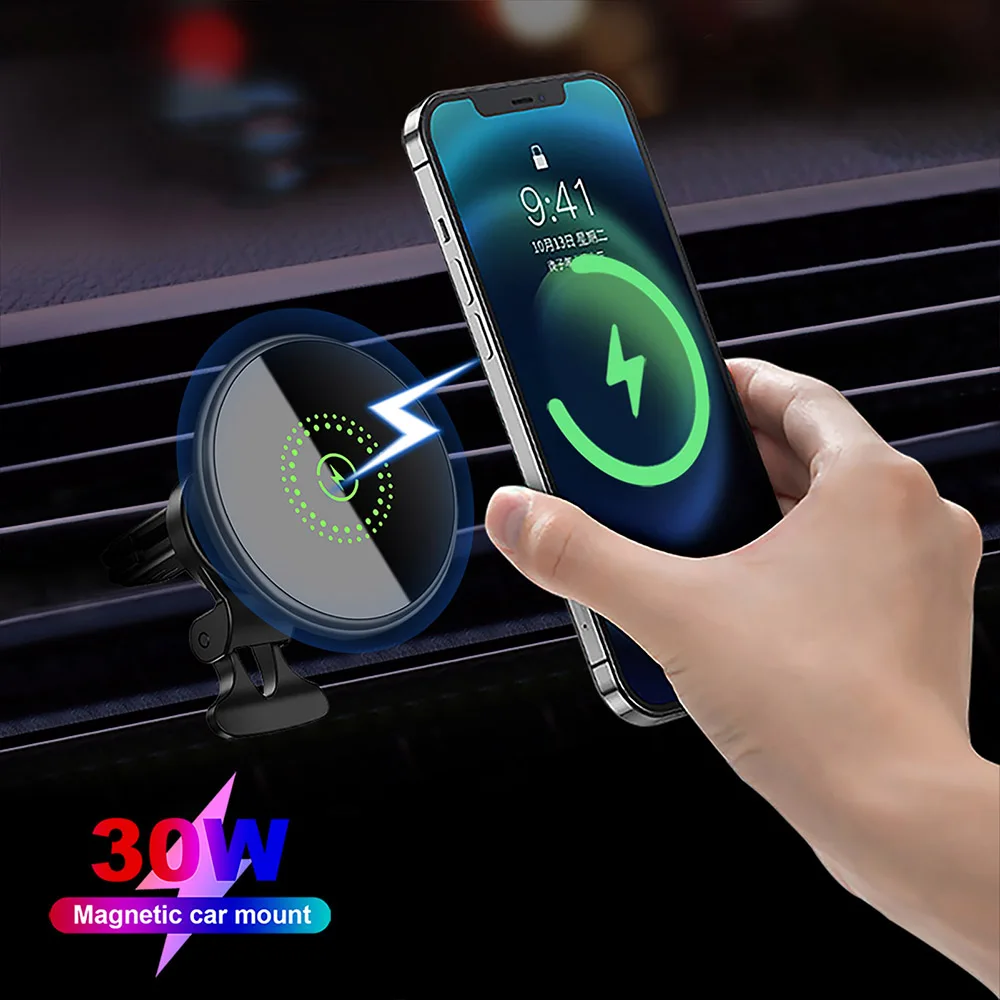 Description Picture 2 of itemMagnetic Car Charger Mount 30W Fast Charging Air Vent Magnet Phone Holder Stand for iPhone 15 14 13 12 Pro Max Mini Safe Station