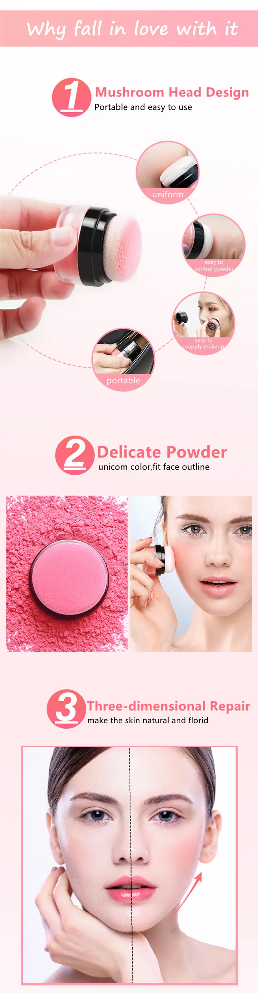 Description Picture 3 of itemILISYA Soft Face Blusher Powder Cheek Rouge Nourishing Nude Makeup Brightening Complexion Repair Cosmetics Maquiagem