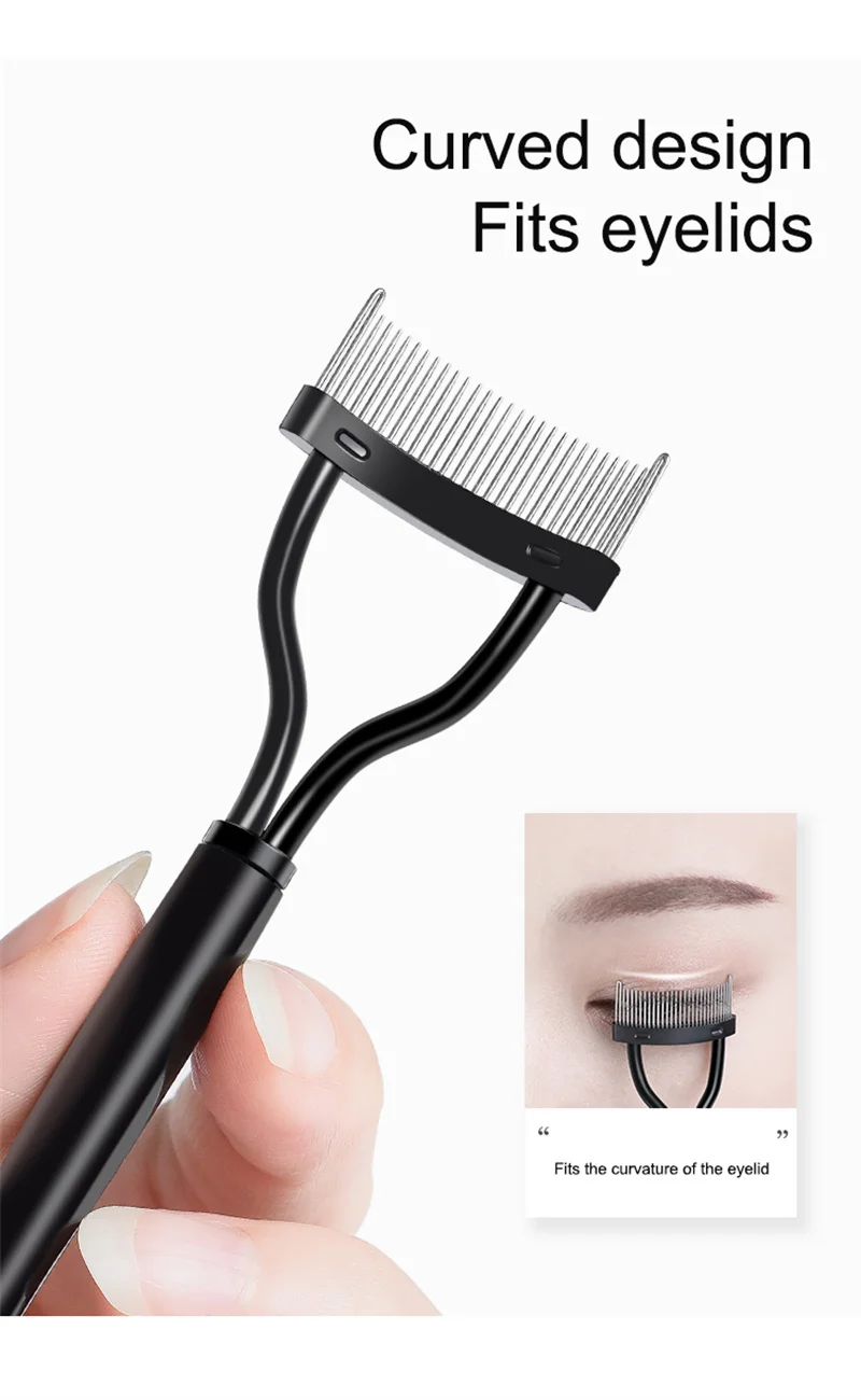 Description Picture 4 of itemEyelash Beauty Collapsible Separator Portable Eyelash Brush Comb Mascara Curl Eye Lash Stainless Steel Eyelash Combing Tools