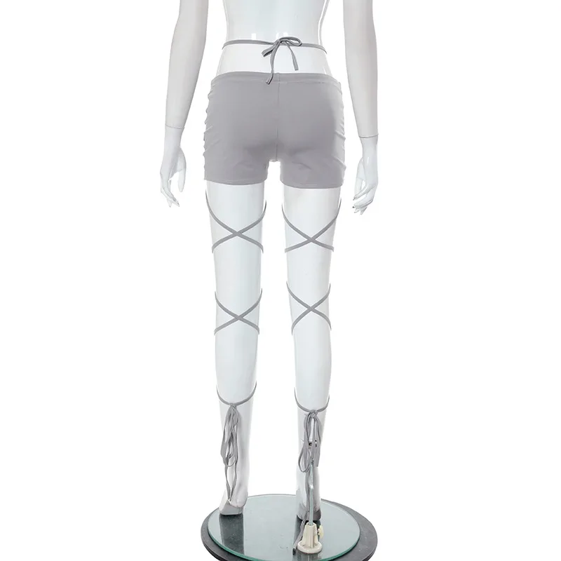 Description Picture 5 of itemCyber Gothic Bandage Sexy Women Shorts Y2k Punk Drawstring Ruched Low Waist Bottoms Streetwear Skinny Festival Outfits