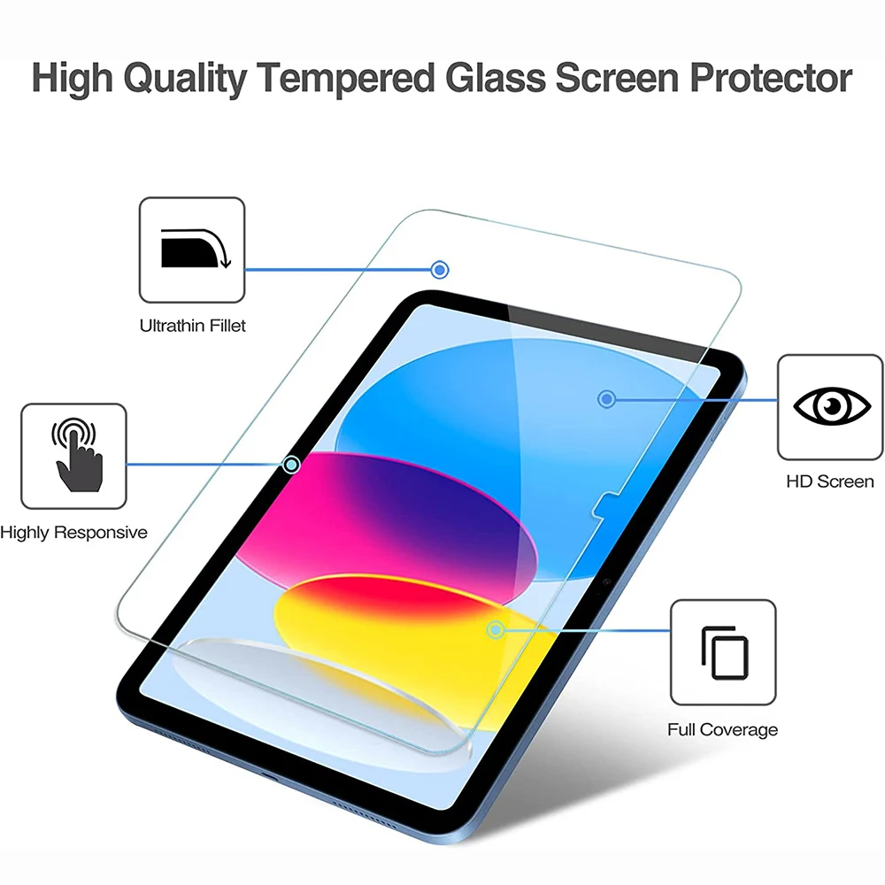 Description Picture 4 of item(2 Packs)9HD Tempered Glass For Apple iPad 10 2022 10.9 10th Generation Full Coverage Anti-Scratch Screen Protector