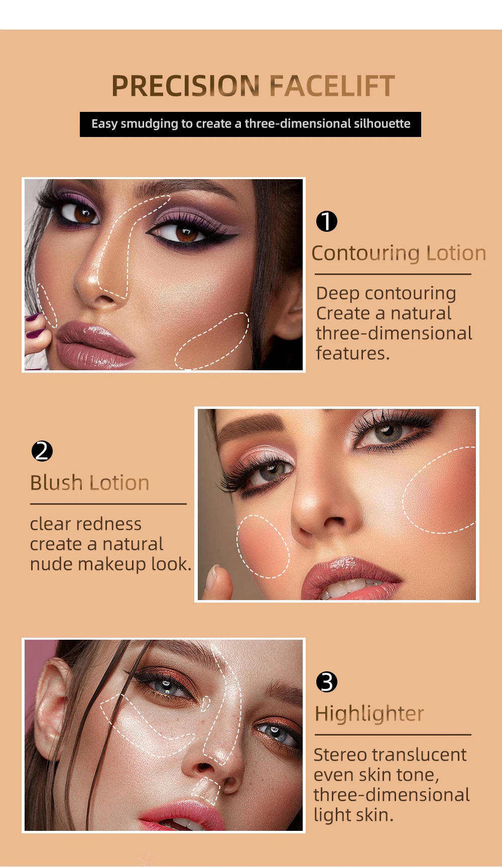 Description Picture 6 of itemMakeup Multi-use Contour Blush Stick Brighten Cheek Cosmetic Soft Smooth Face Liquid Blusher Natural Bronzers Highlighters Tint