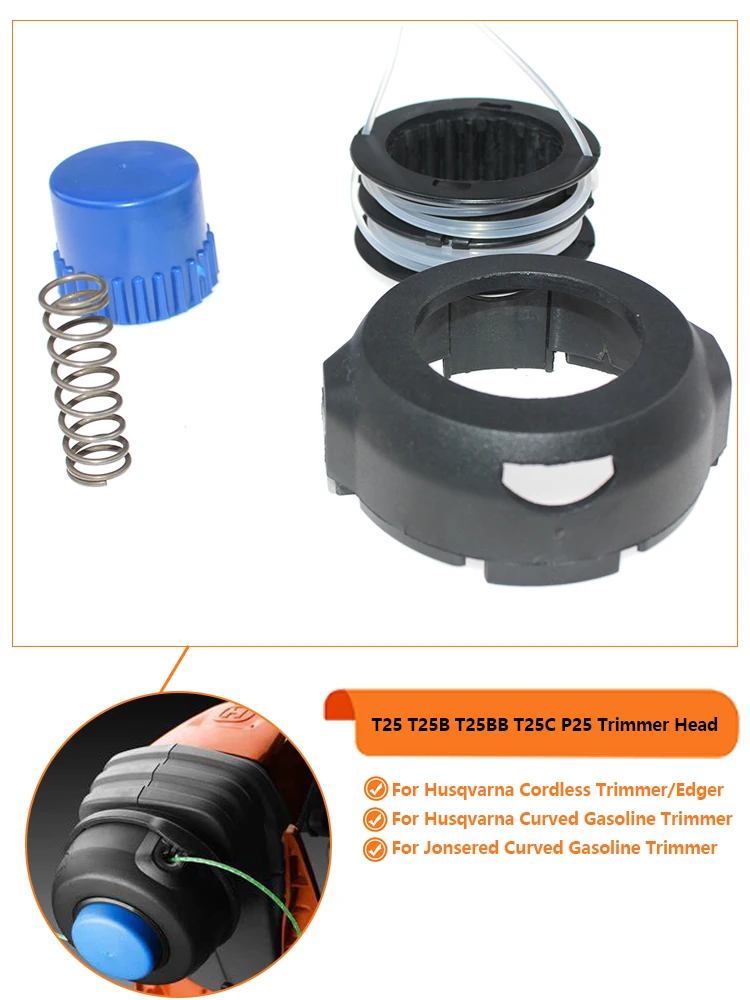 Description Picture 3 of itemT25B T25BB Trimmer Head For Husqvarna 115iL 136LiC 136LiL 315iC 336LiC 520iLX 520iRX 536L 536LIRXIC 536LIL 536LILX 536LIR