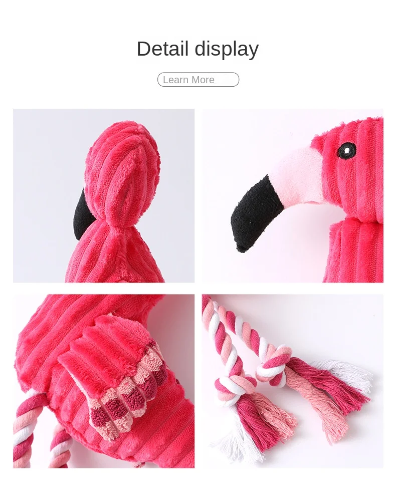 Description Picture 5 of itemPet Dog Squeaky Toys Interactive Cartoon Animal Flamingo Shape Dog Chew Toy Training Products Puppy Sound Toys For Small Meduim