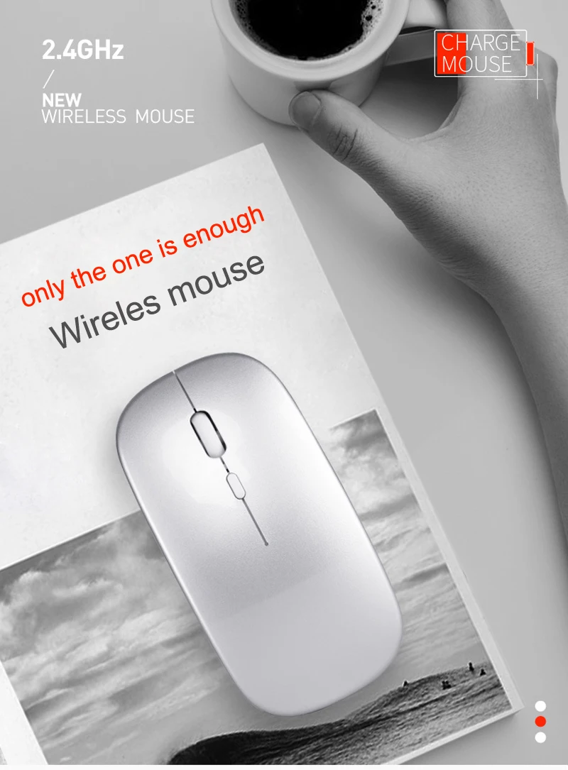 Description Picture 2 of itemErilles Rechargeable Optical Wireless Mouse Slient Button Ultra Thin Mini Optical Ultrathin USB 2.4G Mice for Computer Laptop PC