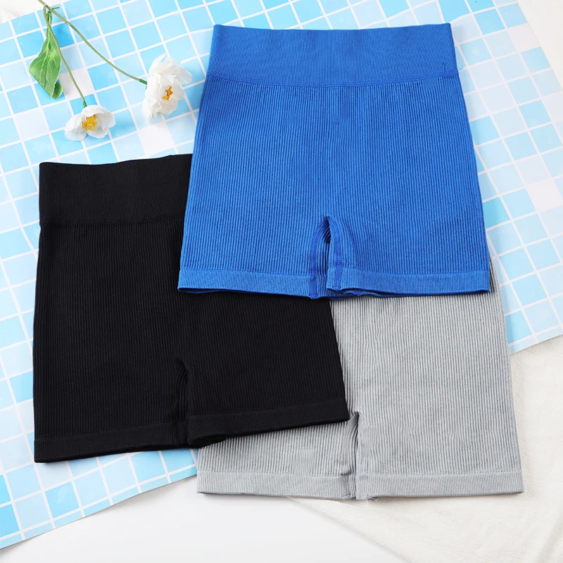 Description Picture 3 of itemSVOKOR Women Rib Shorts Butt Lift Workout Tights Seamless Biker Shorts Elastic Slim Naked Feeling Push Up Pants Gym Wear