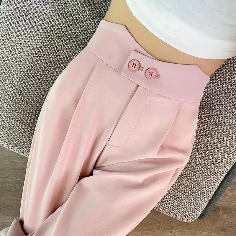 Description Picture 4 of itemStreetwear High Waist Pencil Pants Womens New Arrival Spring Korean Style Solid Color Loose Basic Office Lady Elegant Trousers