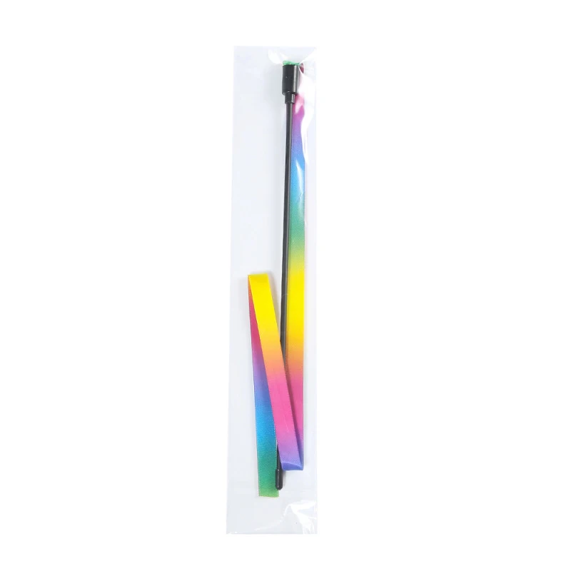 1Pc Funny Rainbow Cat Teaser Stick Toys Double-sided Rainbow Ribbon Funny Cat Stick Plastic Cat Interactive Toys Pet Supplies