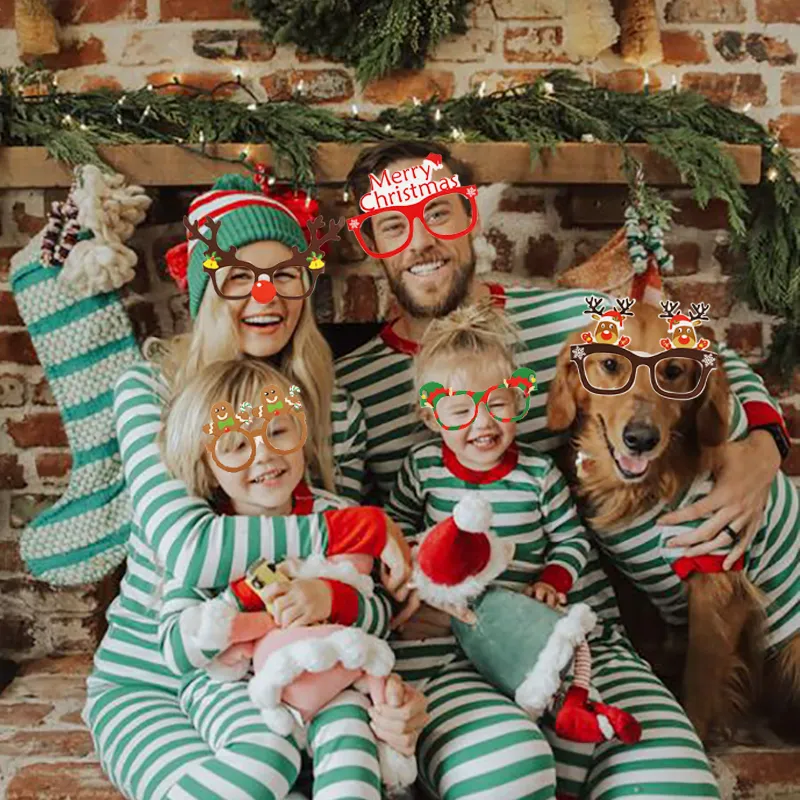 Description Picture 4 of item9pcs Santa Claus Xmas Tree Elk Paper Glasses Frame Christmas Glasses Photo Prop Christmas decorations new year Navidad kids gift