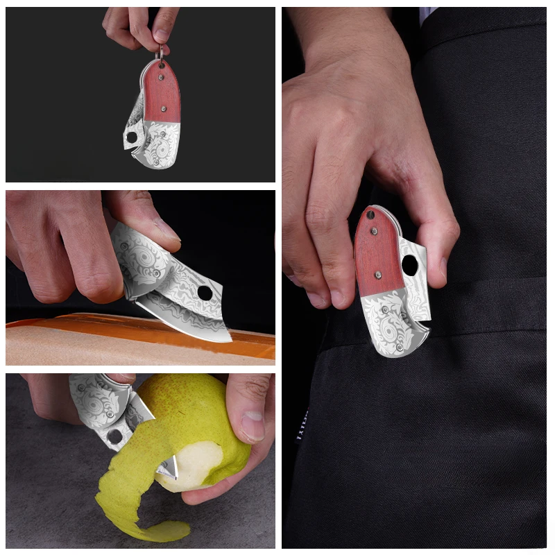 Description Picture 5 of itemBAKULI Damas pattern folding knife, fruit knife, mini portable knife, outdoor cutting knife, high hardness sharp knife