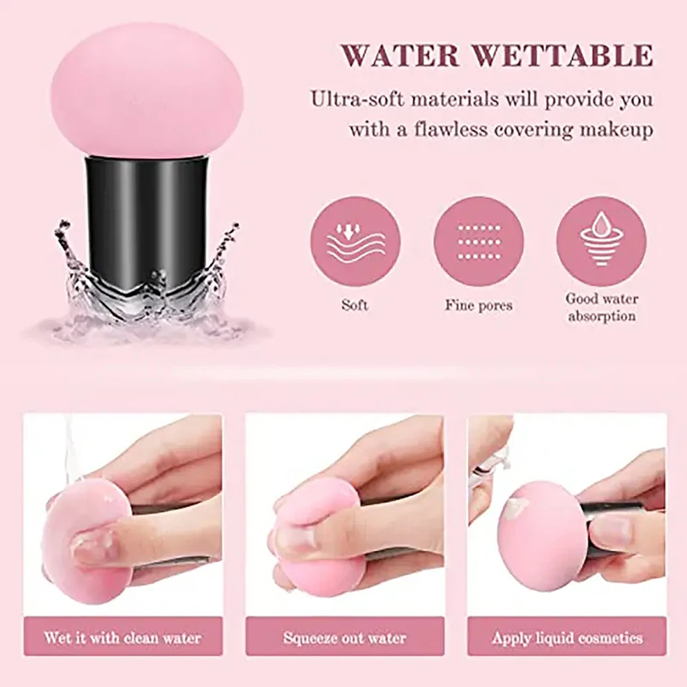 Description Picture 5 of itemMushroom Head Makeup Sponge Dry Wet Dual-use Cosmetic Powder Puff with Handle Case Professional Foundation Creams Beauty Tools