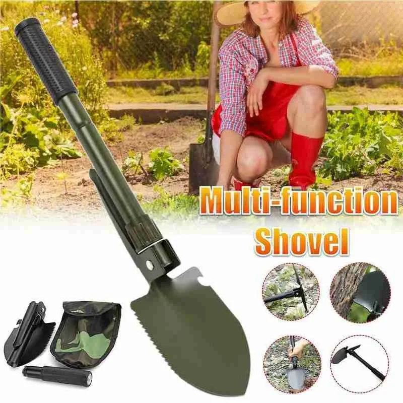 Garden Tools Military Portable Folding Shovel Multifunction Stainless Steel Survival Spade Trowel Camping Outdoor Fishing Tool