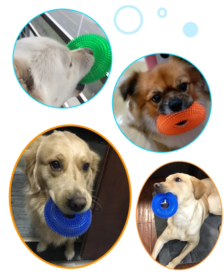 Description Picture 3 of itemDurable Dog Chew Toys Rubber Squeaker Aggressive Teeth Cleaning Non Toxic TPR Dog Toys Molar Bite Rubber Chew Ball Accessories