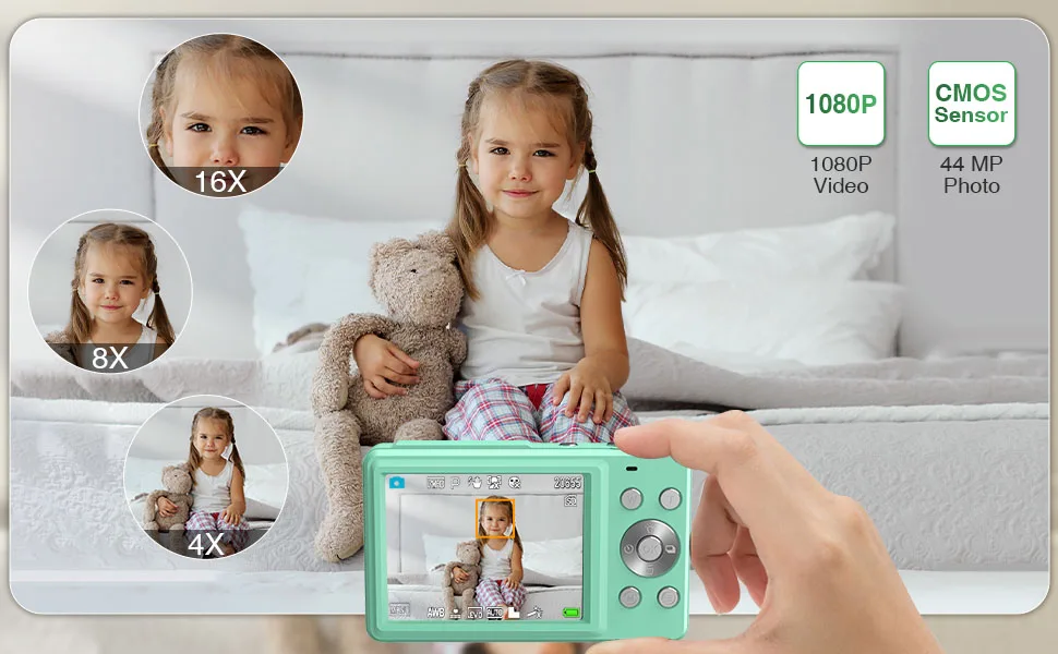 Description Picture 3 of itemNew 1080P Children's Digital Camera 32GB SD Card 16X Digital Zoom 48MP 2.4-inch Liquid Home Crystal Youth Blog Video Camera