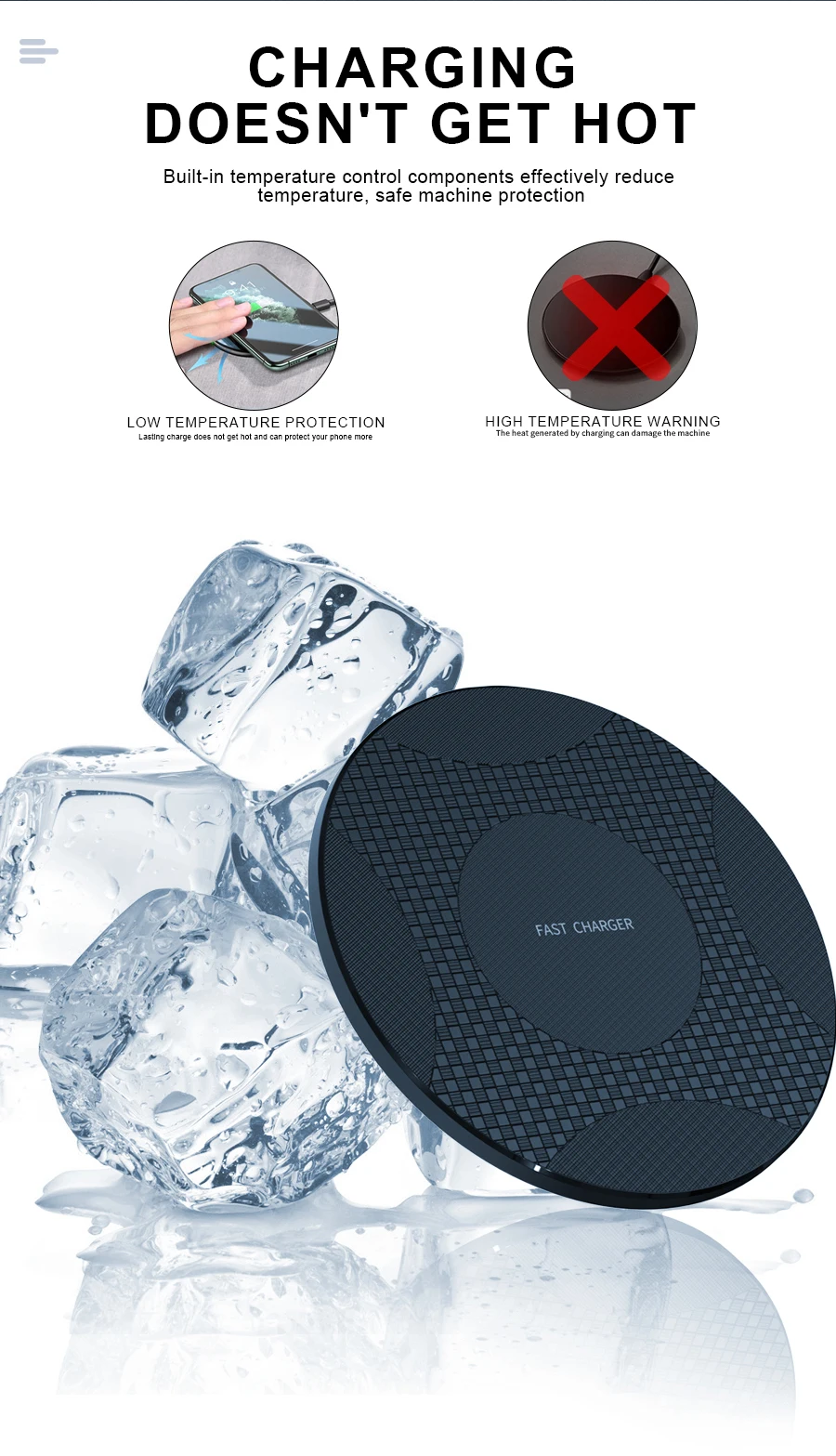 Description Picture 4 of item30W  Wireless Charger Pad for iphone 13 12 11 xs max x xr 8 Fast Mobile Phone Charging for Ulefone doogee Samsung note 9 8 s10