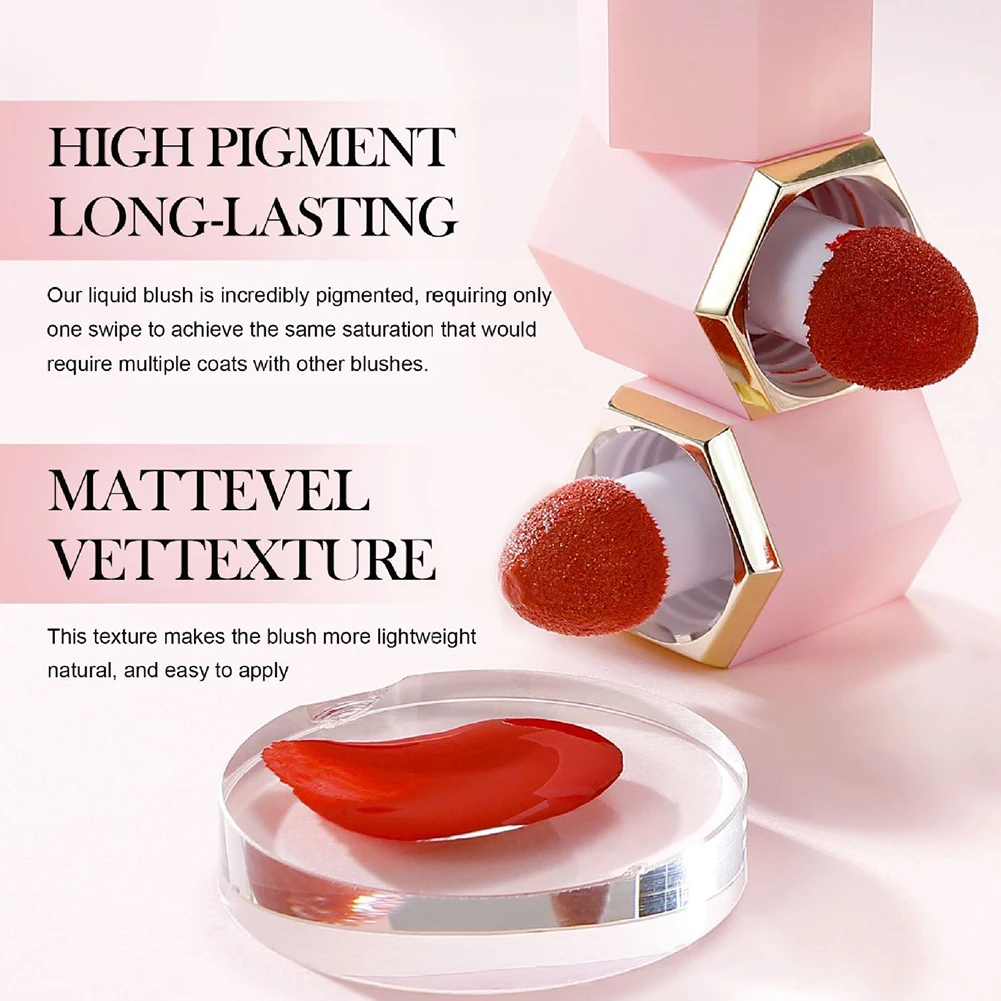 Description Picture 4 of itemLiquid Blush Stick Long Lasting Face Nourishing Blush With Sponge Natural-Looking Weightless for Multipurpose Eyeshadow Lip