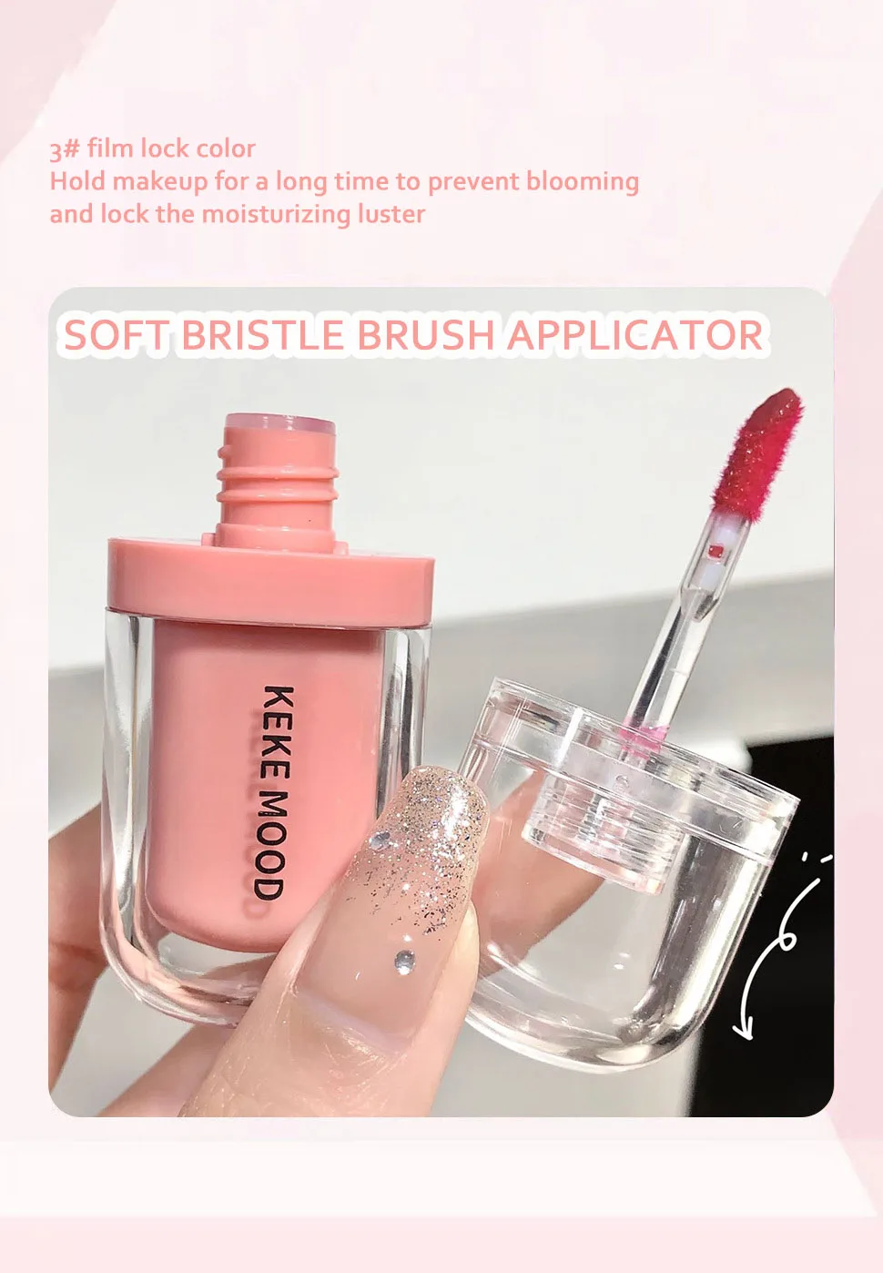 Description Picture 6 of itemCrystal Glossy Lip Glaze Jelly Mirror Water Lip Gloss Lasting Moisturizing Sexy Lip Tint Korean Lip Glaze Girl Beauty Cosmetics