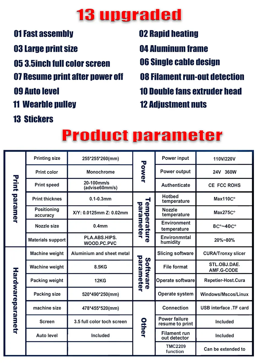Description Picture 3 of itemNewest Tronxy 3D Printer XY-2 PRO 255*255mm Build Size TMC Ultra-quiet Motor Drive Chip Auto Leveling High Quality Printing