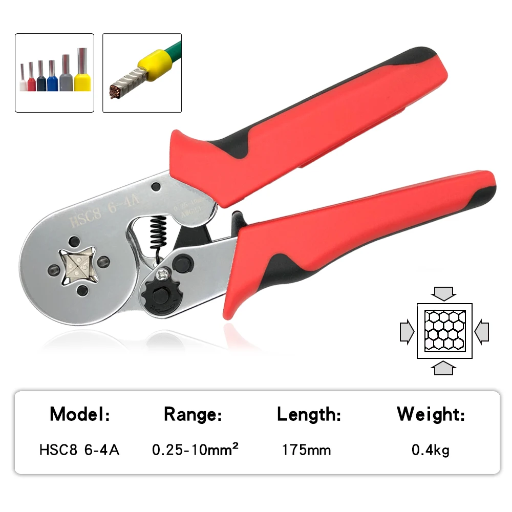 Description Picture 5 of itemWire Terminals Crimping Pliers HSC8 6-4A/6-6A Adjustable Ratchet, Wire Stripping Pliers D1, Connectors Wire Crimping Tool