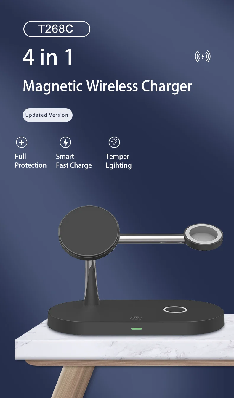 Description Picture 2 of item3 in 1 Magnetic Wireless Charger Stand For iPhone 15 14 13 12 Charging Station for Airpods Pro 2 3 for Apple Watch 9 8 7 6 5