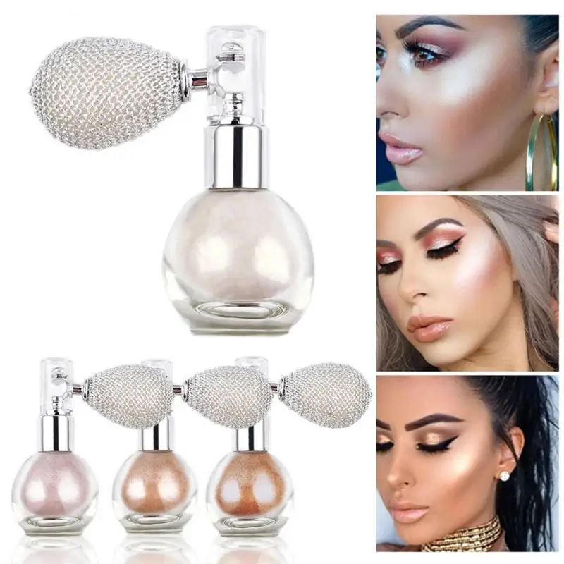 Highlighter Powder Spray Glitter Spray Diamond Air Bag Powder Gloss Glitter Shimmer Sparkle Powder Face Body Highlight Makeup