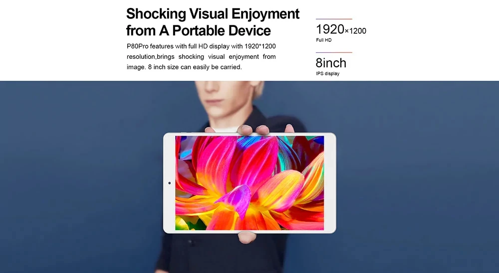 Description Picture 3 of itemTeclast P80 Pro MTK8163 Quad-Core 2GB Ram 16/32GB Rom 8 inch 1920*1200 OGS Android 7.0 Dual-Band WiFi GPS Bluetooth tablet pc