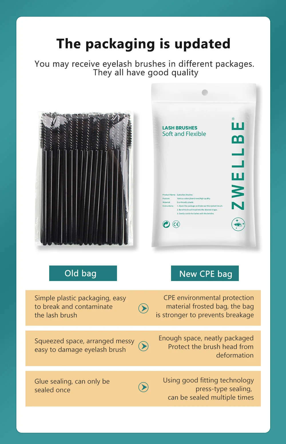 Description Picture 3 of item50Pcs Reusable Eyelash Brushes Eyelashes Extension Tools Eyebrow Brush Mascara Wands Applicator Spoolers Eye Lash Cosmetic