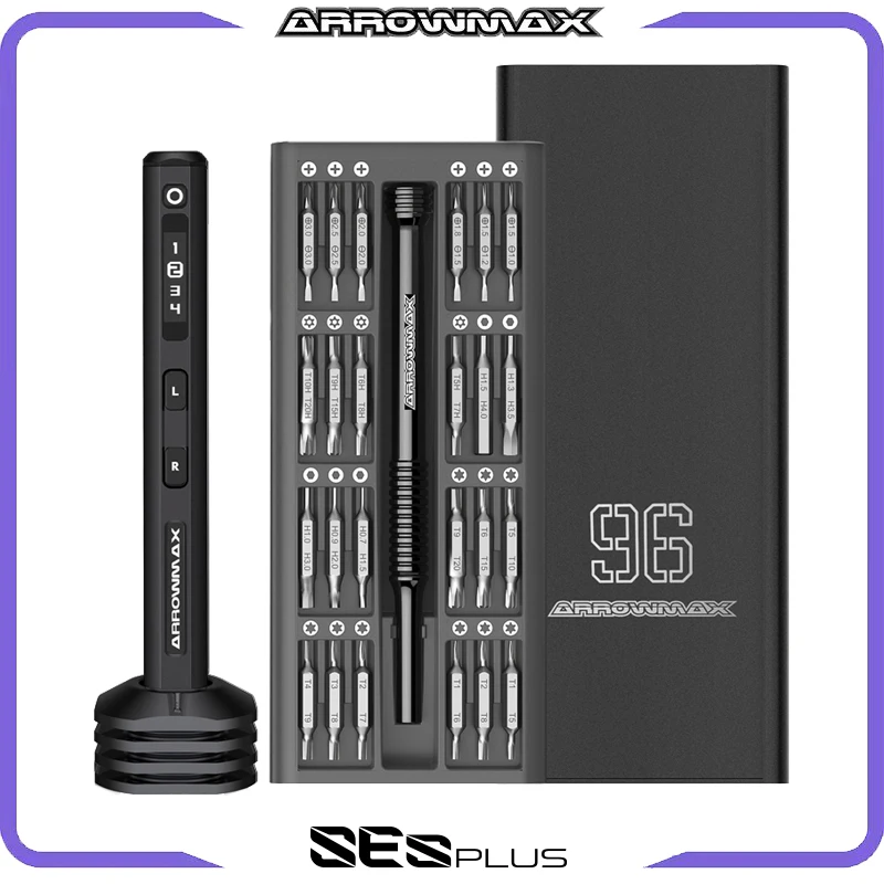 ARROWMAX Precision Electric Screwdriver Set with 4 Gears Torque OLED Display Rechargeable Cordless Screwdriver SES Plus