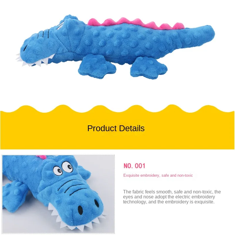Description Picture 6 of itemPets Plush Squeaky Dog Toys for Small Dogs Cartoon Crocodile Shaped Chew Cleaning Teeth Toy Puppy Training Interactive Supplies