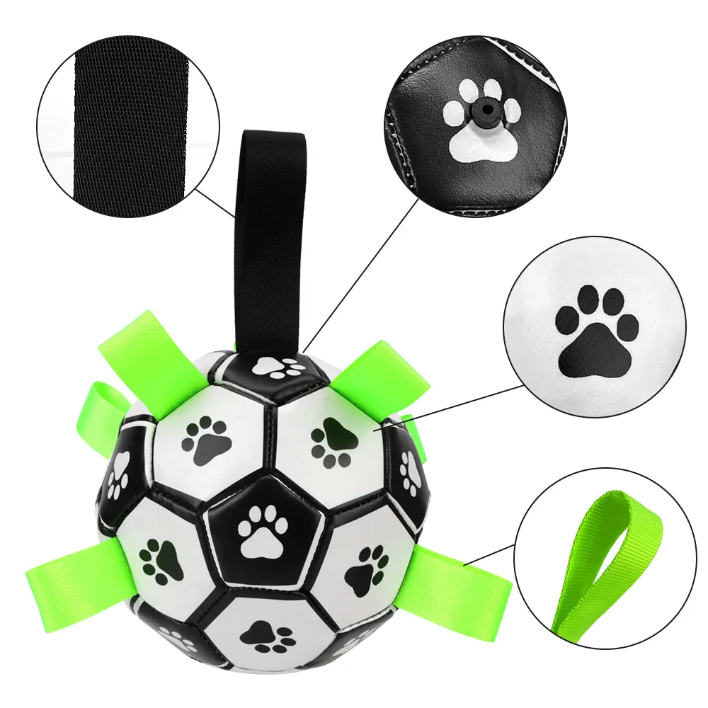 Puppy Outdoor Training Soccer 15cm Dog Bite Chew Balls Interactive Pet Football Toys With Grab Tabs Pets Accessories