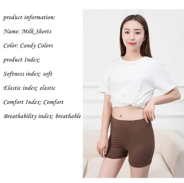 Description Picture 4 of itemVISNXGI Skinny Push Up Fitness Leopard Print Shorts Elastic Waist Sports Summer New Candy Color Run Milk Silk Black White Gray